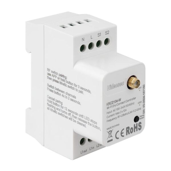 et-krc2104-w_isorigt.jpg ET-KRC2104-W - 2 csatornás RF+WiFi vevőegység (TUYA kompatibilis), DIN sínre szerelhető