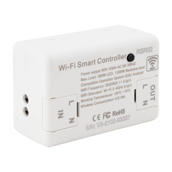 et-rsr02_isoright.jpg 1 csatornás, Wifi smart vezérlő (TUYA kompatibilis), 230V AC be- és kimenettel