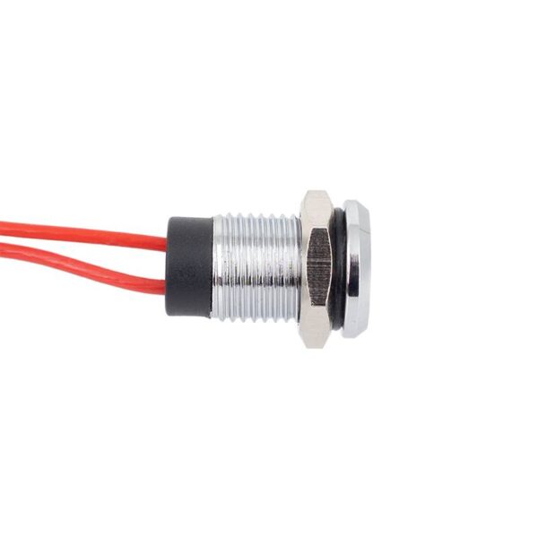 Indikátor - zöld - 12V DC - 8 mm furatátmérő - 20 cm vezetékkel