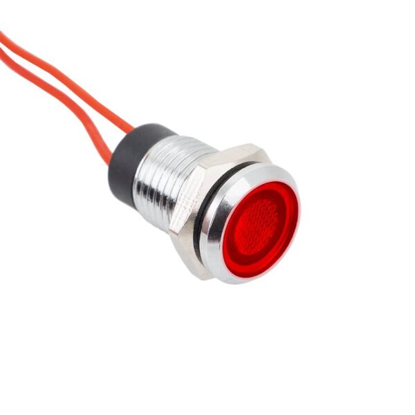Indikátor - piros - 12V DC - 8 mm furatátmérő - 20 cm vezetékkel