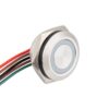 Lapos felületű nyomógomb 16 mm-es furathoz(IP67), NO-COM kimenettel, piros-zöld LED