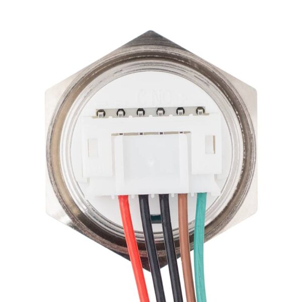 Lapos felületű nyomógomb 19 mm-es furathoz(IP67), NO-COM kimenettel, piros-zöld LED