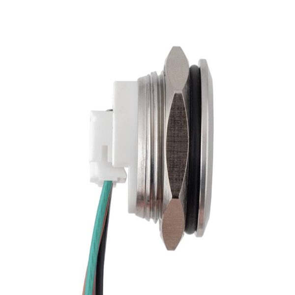 Lapos felületű nyomógomb 19 mm-es furathoz(IP67), NO-COM kimenettel, piros-zöld LED