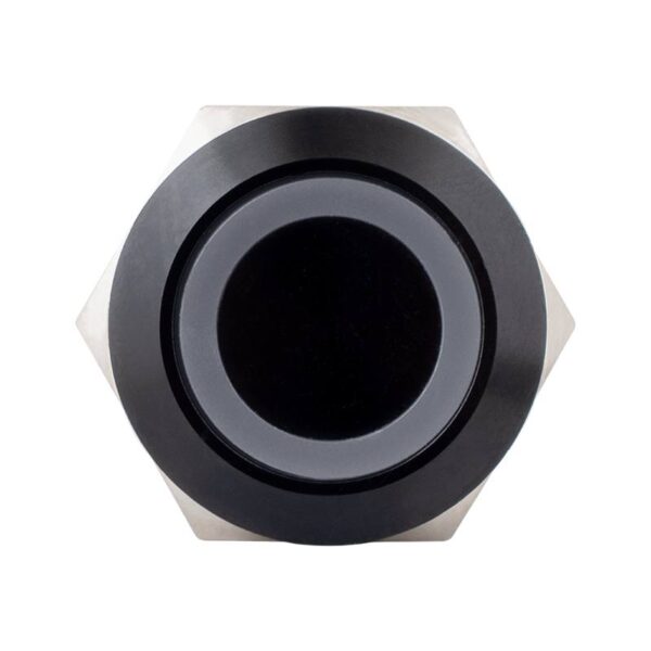 Lapos felületű nyomógomb 19 mm-es furathoz(IP67), fekete házban NO-COM, piros-zöld LED