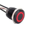 Lapos felületű nyomógomb 19 mm-es furathoz(IP67), fekete házban NO-COM, piros-zöld LED