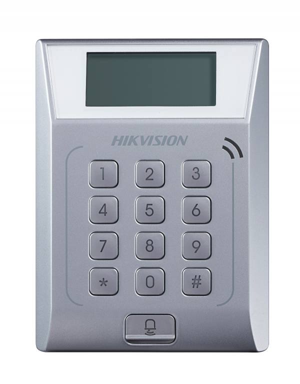 hikvision-ds-k1t802em1.jpg Hikvision Önálló beléptető terminál, Mifare kártyaolvasóval és billentyűzettel