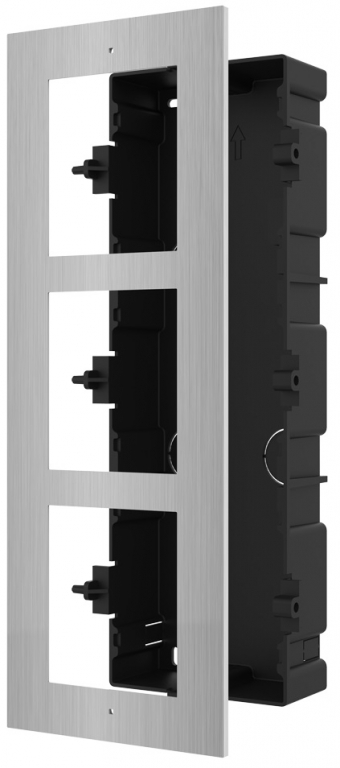 Hikvision Moduláris IP video-kaputelefon szerelőkeret süllyesztő keret, 3 modulos, rozsdamentes acél