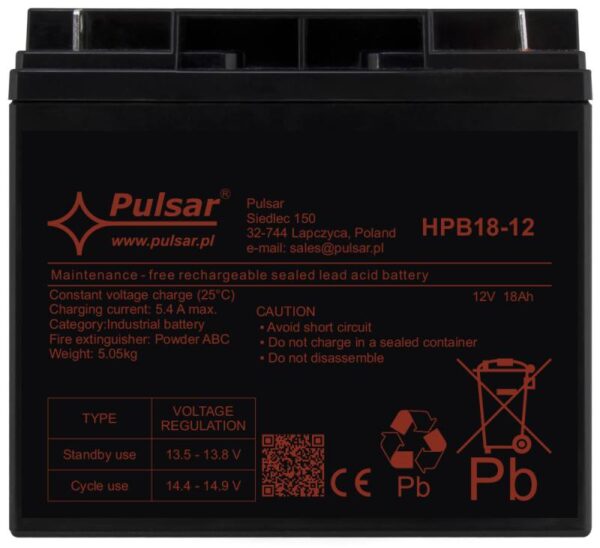 Pulsar HPB18-12 – Akkumulátor 12V 18Ah