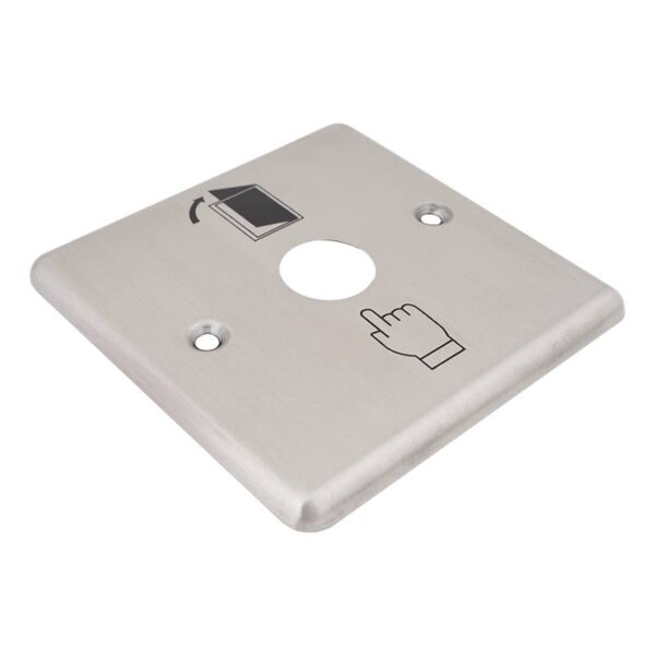 Nyomógomb pajzs 90 x 90 mm 19 mm furatátmérővel INOX