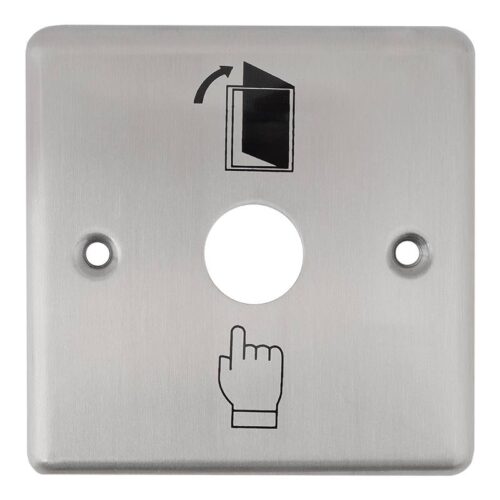 Nyomógomb pajzs 90 x 90 mm 19 mm furatátmérővel INOX