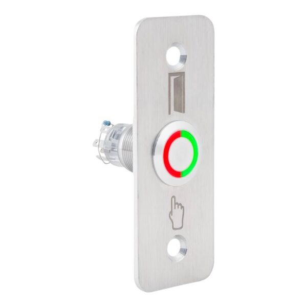 j.jpg Kimagasló felületű Ø19 mm-es nyomógomb(IP65) 35 mm széles pajzzsal-NO/NC - piros-zöld LED