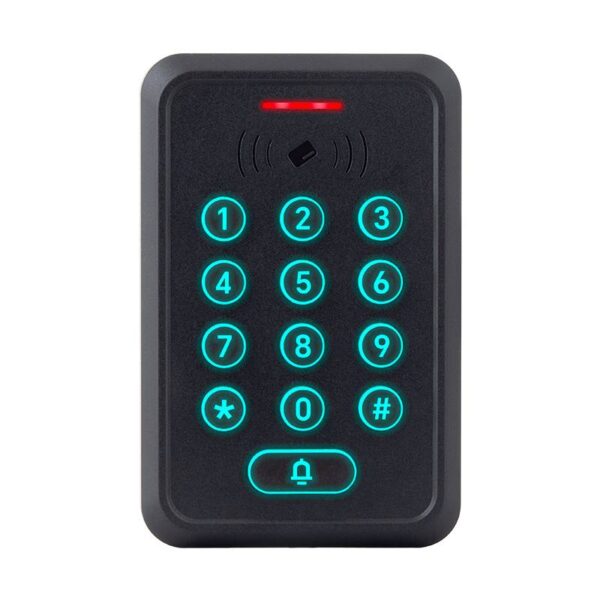 k310x_em_mf_ty_front_rd.jpg Önálló működésű, Wifi-s RFID EM/MF kártyaolvasó és kódzár - műanyag ház - Tuya