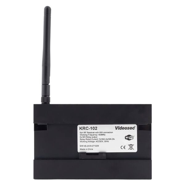 krc-102_back.jpg ET-KRC-102 - 6 csatornás(NO) RF+WiFi vevőegység, 2x16 A + 4x10 A kimenettel