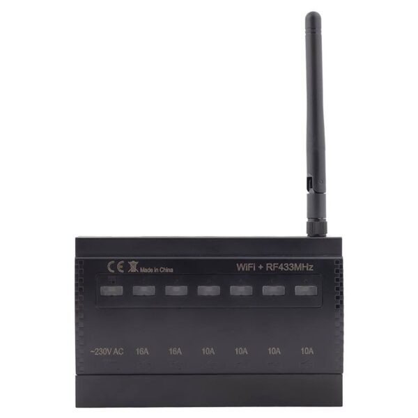 krc-102_front.jpg ET-KRC-102 - 6 csatornás(NO) RF+WiFi vevőegység, 2x16 A + 4x10 A kimenettel