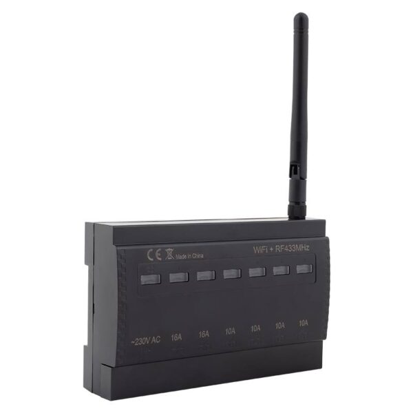krc-102_isoright.jpg ET-KRC-102 - 6 csatornás(NO) RF+WiFi vevőegység, 2x16 A + 4x10 A kimenettel