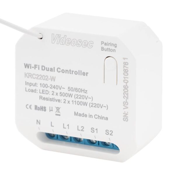 ET-KRC2202-W - 2 csatornás RF+WiFi vevőegység (TUYA kompatibilis), 2x5 A kimenettel