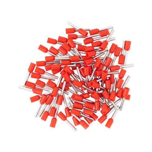 Érvéghüvely AWG18 (1.0mm2) vezetékhez 10mm hosszú piros köpeny (100 db/csomag)