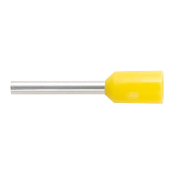 Érvéghüvely AWG20 (0.75mm2) vezetékhez 10mm hosszú sárga köpeny (100 db/csomag)