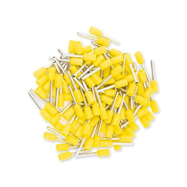 Érvéghüvely AWG20 (0.75mm2) vezetékhez 10mm hosszú sárga köpeny (100 db/csomag)