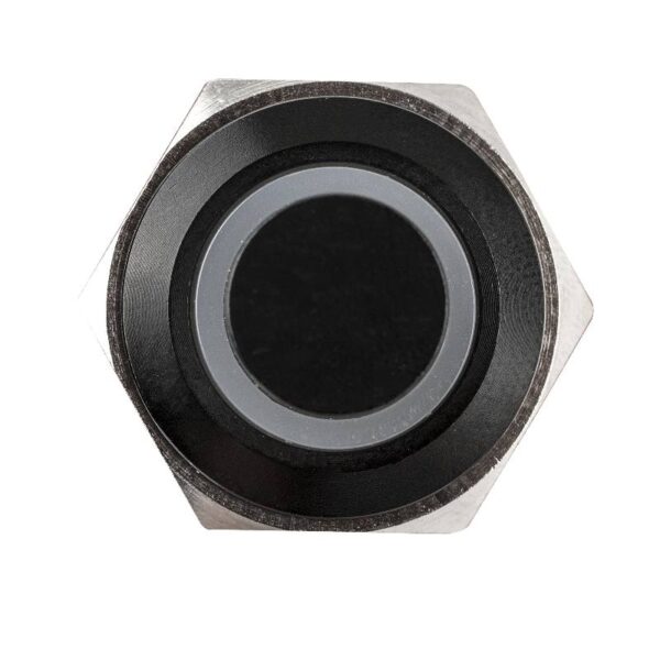 Kimagasló felületű nyomógomb fekete házban(IP65) 16mm-es furathoz-NO piros-zöld LED gyűrűvel