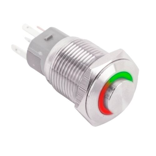 Kimagasló felületű nyomógomb(IP65) 16mm-es furathoz NO/NC piros-zöld LED gyűrűvel