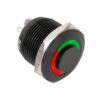 Kimagasló felületű nyomógomb(IP65) 19mm-es furathoz-NO piros-zöld LED gyűrűvel fekete színű házban