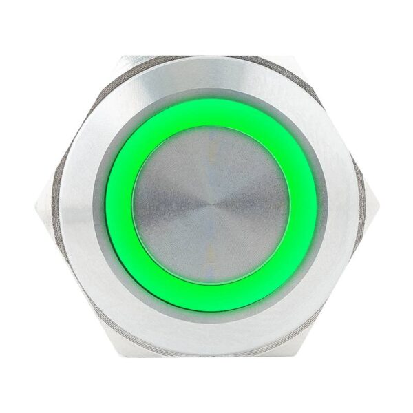 Kimagasló felületű nyomógomb(IP65) 19mm-es furathoz-NO/NC piros-zöld-kék LED gyűrűvel