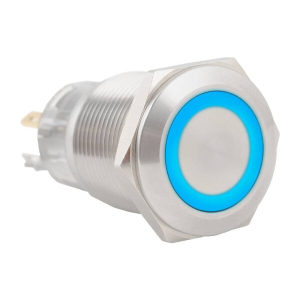 Kimagasló felületű nyomógomb(IP65) 19mm-es furathoz-NO/NC piros-zöld-kék LED gyűrűvel