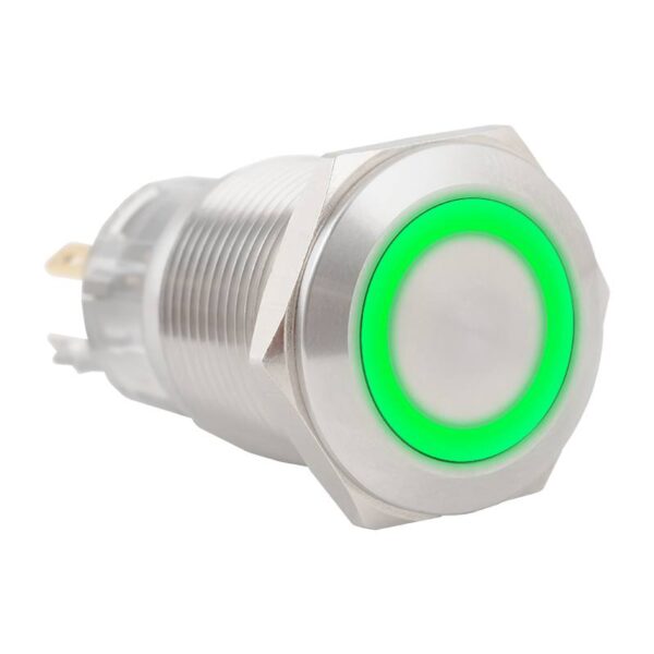 Kimagasló felületű nyomógomb(IP65) 19mm-es furathoz-NO/NC piros-zöld-kék LED gyűrűvel