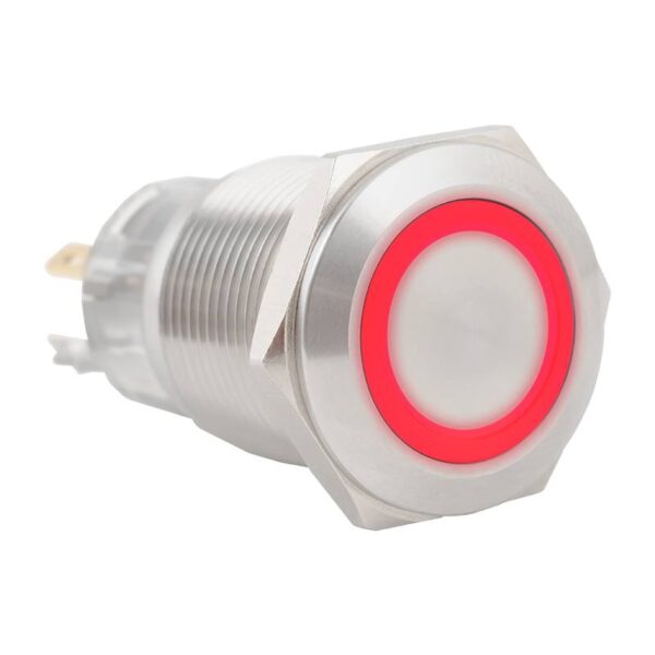 Kimagasló felületű nyomógomb(IP65) 19mm-es furathoz-NO/NC piros-zöld-kék LED gyűrűvel