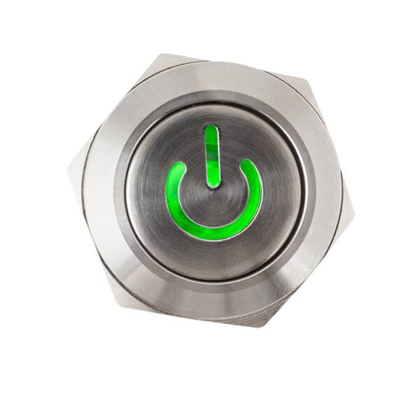 Kimagasló felületű bistabil nyomógomb 19mm-es furathoz NO/NC piros-zöld LED-del