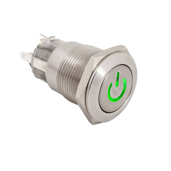 Kimagasló felületű bistabil nyomógomb 19mm-es furathoz NO/NC piros-zöld LED-del