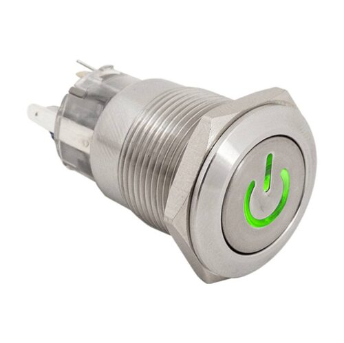 Kimagasló felületű bistabil nyomógomb 19mm-es furathoz NO/NC piros-zöld LED-del