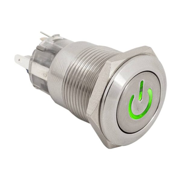 Kimagasló felületű bistabil nyomógomb 19mm-es furathoz NO/NC piros-zöld LED-del