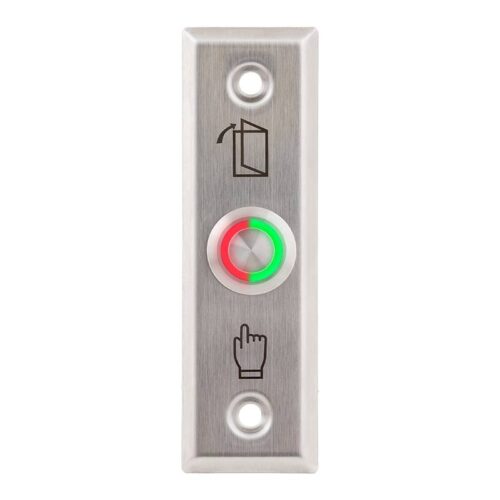 Kimagasló felületű nyomógomb(IP65) 92 x 29 mm-es INOX pajzzsal - NO - LED piros-zöld - cseppálló