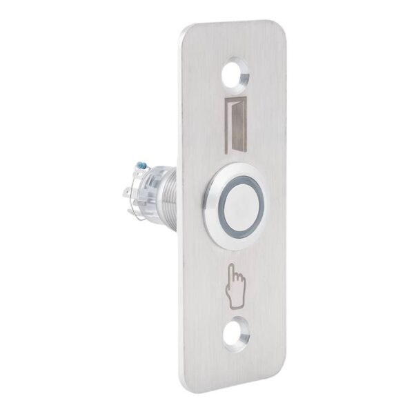 pbk-b-19-nonc_led_-rdgn_isoright.jpg Kimagasló felületű Ø19 mm-es nyomógomb(IP65) 35 mm széles pajzzsal-NO/NC - piros-zöld LED