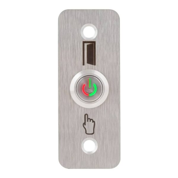 pbk-b-19l-nonc-rdgn_frontled_rdgn.jpg Kimagasló felületű Ø19 mm-es bistabil nyomógomb(IP65) 35 mm széles pajzzsal-NO/NC piros-zöld LED
