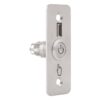 pbk-b-19l-nonc-rdgn_isoright.jpg Kimagasló felületű Ø19 mm-es bistabil nyomógomb(IP65) 35 mm széles pajzzsal-NO/NC piros-zöld LED