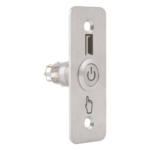 pbk-b-19l-nonc-rdgn_isoright.jpg Kimagasló felületű Ø19 mm-es bistabil nyomógomb(IP65) 35 mm széles pajzzsal-NO/NC piros-zöld LED