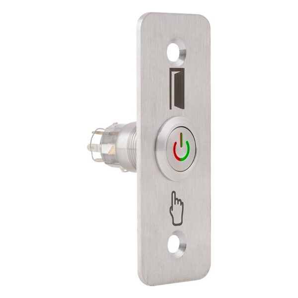 pbk-b-19l-nonc-rdgn_jobbran_z__jav.jpg Kimagasló felületű Ø19 mm-es bistabil nyomógomb(IP65) 35 mm széles pajzzsal-NO/NC piros-zöld LED