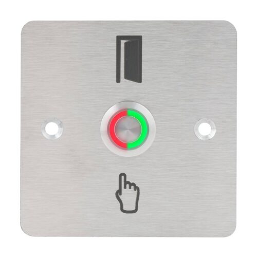 pbk-c-19-no_led_-rdgn_frontled_rdgn.jpg Kimagasló felületű Ø19 mm-es nyomógomb(IP65) 86 mm széles pajzzsal-NO - piros-zöld LED