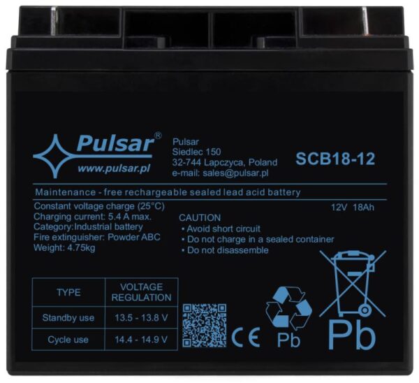 Pulsar SCB18-12 – Akkumulátor 12V 18 Ah