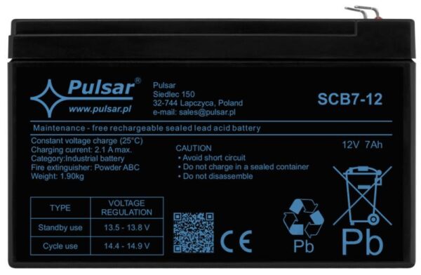 Pulsar SCB7-12 – Akkumulátor 12V 7 Ah