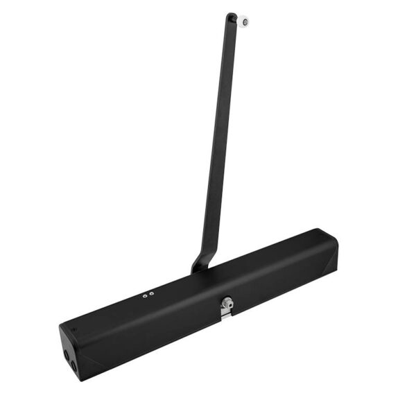 sdo-501-bk_isoright.jpg Elektromos ajtócsukó megerősített hajtással - befelé nyíló ajtókra - csúszósínes - applikációval - fekete