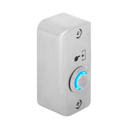 Fémházas kimagasló felületű nyomógomb(IP65) 60x29x27mm, NO-COM kimenet, kék LED gyűrű
