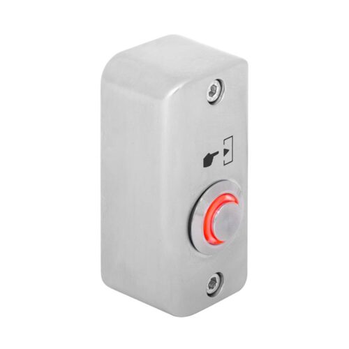 Fémházas kimagasló felületű nyomógomb(IP65) 60x29x27mm, NO-COM kimenet, piros LED gyűrű