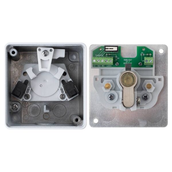 smb-s0272rsp_inside.jpg Felületre szerelhető háromállású kulcsos kapcsoló(IP55) 2xNO-COM kimenettel, LED visszajelzéssel