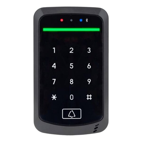 st-12bam_front_led-gn.jpg Bluetooth MIFARE RFID kódzár – vízálló kültéri beléptető, mobiltelefonos müködtetéssel és liftvezérléssel