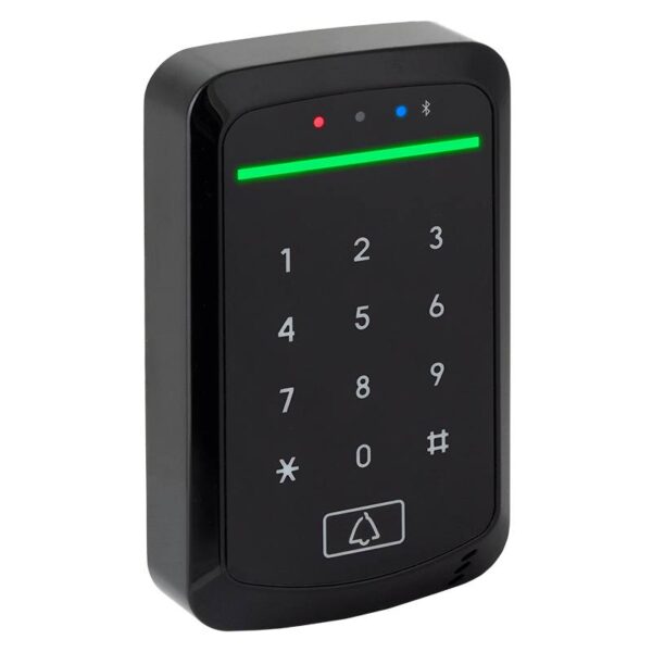 st-12bam_isoright_led_gn.jpg Bluetooth MIFARE RFID kódzár – vízálló kültéri beléptető, mobiltelefonos müködtetéssel és liftvezérléssel