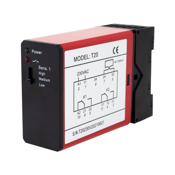 t20_isoleft.jpg Indukciós hurok vezérlő 1 csatora, 2 relé - 12V/24V AC/DC, 230V AC